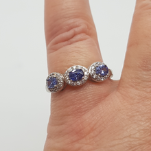 Load image into Gallery viewer, Sterling Silver Tanzanite and White CZ Ring
