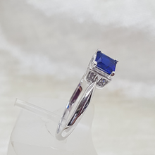 Load image into Gallery viewer, Sterling Silver Sapphire and White CZ Ring
