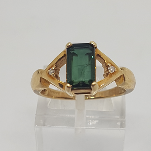 9ct Gold Tourmaline and Diamond Ring