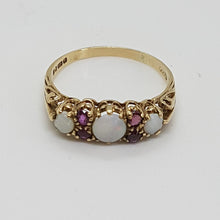Load image into Gallery viewer, Vintage 9ct Gold Opal Ruby Ring
