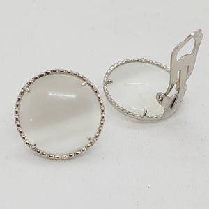 Sterling Silver Moonstone Clip-On Earrings