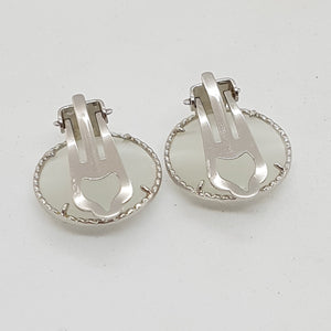 Sterling Silver Moonstone Clip-On Earrings