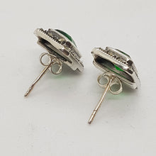 Load image into Gallery viewer, Sterling Silver Marcasite and Green Stone Earrings
