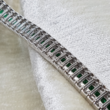 Load image into Gallery viewer, Sterling Silver Emerald and White CZ Bracelet
