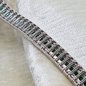 Sterling Silver Emerald and White CZ Bracelet