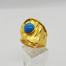 Load image into Gallery viewer, Sterling Silver Gold Plated Turquoise Ring
