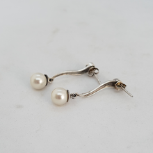 Load image into Gallery viewer, Sterling Silver Marcasite and Faux Pearl Earrings
