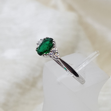 Load image into Gallery viewer, Sterling Silver Emerald and White CZ Ring
