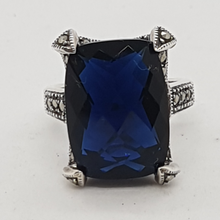 Load image into Gallery viewer, Sterling Silver Marcasite and Blue Stone Ring
