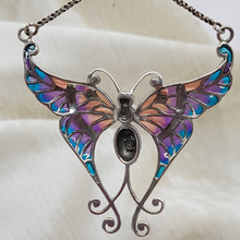 Load image into Gallery viewer, Sterling Silver Pique-a-Jour Marcasite and Pearl Butterfly Pendant
