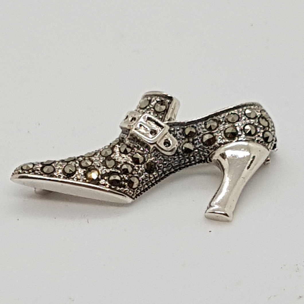 Sterling Silver Marcasite Shoe Brooch