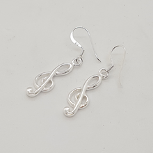 Load image into Gallery viewer, Sterling Silver Treble Clef Drop Earrings
