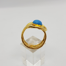 Load image into Gallery viewer, Sterling Silver Gold Plated Turquoise Ring
