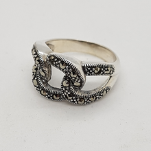 Load image into Gallery viewer, Sterling Silver Marcasite Twist Link Ring
