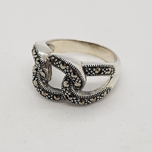 Sterling Silver Marcasite Twist Link Ring