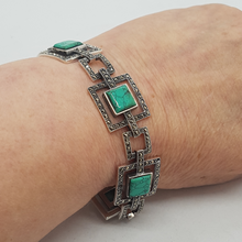 Load image into Gallery viewer, Sterling Silver Turquoise and Marcasite Bracelet
