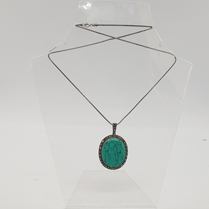 Sterling Silver Turquoise and Marcasite Pendant