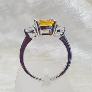 Sterling Silver Yellow Sapphire and White CZ Ring