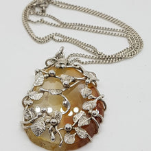 Load image into Gallery viewer, Vintage Sterling Silver Moss Agate Floral Pendant
