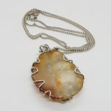 Load image into Gallery viewer, Vintage Sterling Silver Moss Agate Floral Pendant
