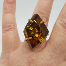 Load image into Gallery viewer, Vintage Sterling Silver Amber Ring
