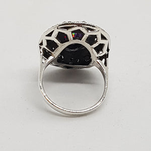 Sterling Silver Amethyst Crystal Marcasite Ring