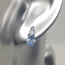 Load image into Gallery viewer, Sterling Silver Aquamarine and White Cz Stud Earrings
