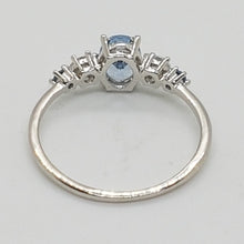 Load image into Gallery viewer, Sterling Silver Aquamarine and White CZ Ring

