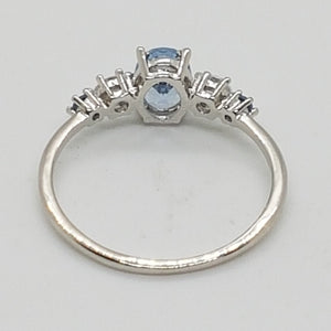 Sterling Silver Aquamarine and White CZ Ring