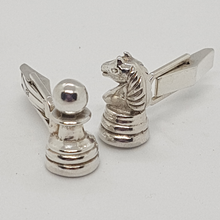 Load image into Gallery viewer, Sterling Silver Chess Piece Cufflinks
