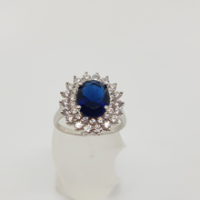 Load image into Gallery viewer, Sterling Silver Blue and White CZ Ring
