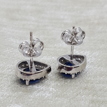 Load image into Gallery viewer, Sterling Silver Sapphire and White CZ Pear Cut Stud Earrings
