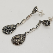 Load image into Gallery viewer, Sterling Silver and Marcasite Drop Earrings
