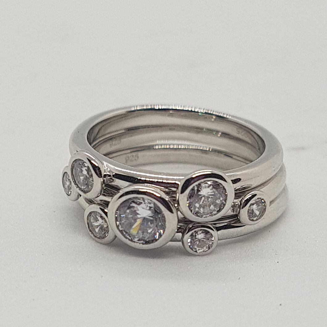 Sterling Silver CZ 3in1 Stacking Ring