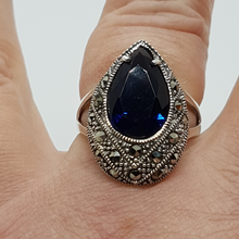 Load image into Gallery viewer, Sterling Silver Blue Stone Ring
