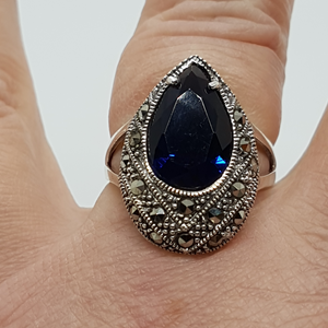 Sterling Silver Blue Stone Ring