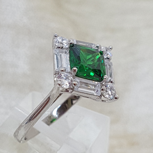 Load image into Gallery viewer, Sterling Silver Emerald and White CZ Dress Ring
