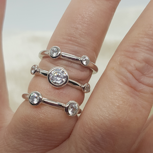 Sterling Silver CZ 3in1 Stacking Ring