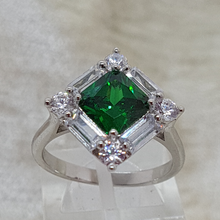 Load image into Gallery viewer, Sterling Silver Emerald and White CZ Dress Ring
