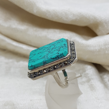 Load image into Gallery viewer, Sterling Turquoise and Marcasite Ring
