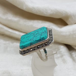 Sterling Turquoise and Marcasite Ring