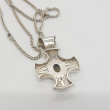 Load image into Gallery viewer, Vintage Sterling Silver and Smokey Quartz Cross Pendant
