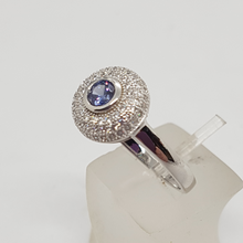 Load image into Gallery viewer, Sterling Silver Sapphire and White CZ Dress Ring
