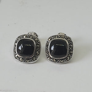 Sterling Silver Black Onyx Stud Earrings