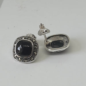 Sterling Silver Black Onyx Stud Earrings