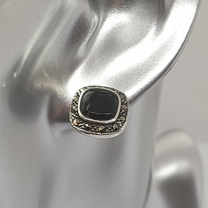 Sterling Silver Black Onyx Stud Earrings