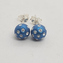 Load image into Gallery viewer, Sterling Silver Blue Ball CZ Stud Earrings
