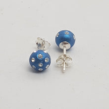 Load image into Gallery viewer, Sterling Silver Blue Ball CZ Stud Earrings
