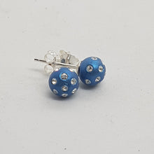 Load image into Gallery viewer, Sterling Silver Blue Ball CZ Stud Earrings
