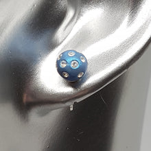 Load image into Gallery viewer, Sterling Silver Blue Ball CZ Stud Earrings
